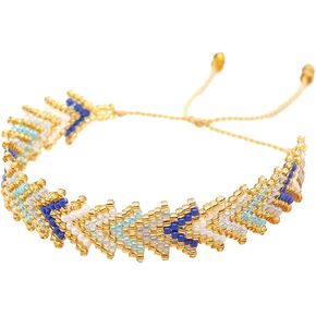 Boho Beaded Strand Wrap Bracelets for Women Handmade Adjustable Charm String Rope Braided Bohemia Colorful Seed Beads Friendship Bracelets Fashion Jewelry Gift