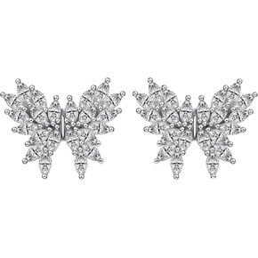 Butterfly Moissanite Stud Earrings for Women, 3.15 Carat Full Moissanite Stud Earrings DF/VVS Clarity,Sterling Silver Stud Earrings with 18K White Gold