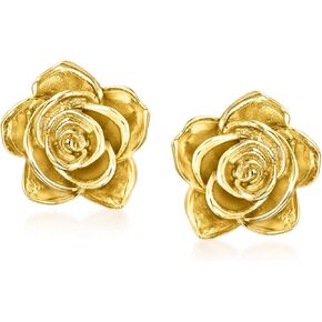 RS Pure by Ross-Simons Italian 14kt Yellow Gold Rose Earrings