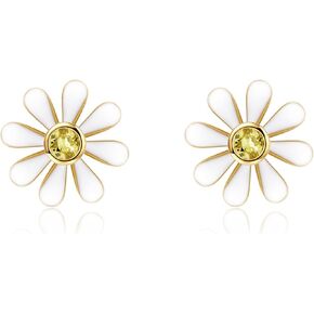 14K Real Gold Paw Print/Daisy/Mushroom/Starfish/Dachshund/Bee Earring Stud 14Kt Animal Flower Jewelry for Women