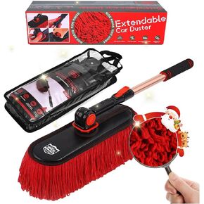 Car Duster Exterior Scratch Free,Car Dust Brush with Extendable Telescoping Handle to Remove Dust Pollen,Duster for Car,Truck,and Motorcycle,Large Car Mop Duster Head with Wax Cotton Hair