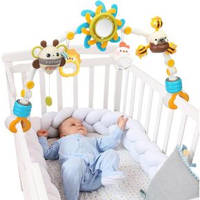 Caterbee Baby Stroller Toy Crib Accessory & Pram Activity Bar Toy Travel Arch Bassinet Toys for Toddlers (Sky)