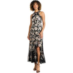 Maggy London Women's Halter Neck Maxi Dress with Flounce at Slit
