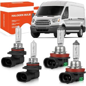 OQSNCV Fit for Ford Transit (2014-2023) Halogen Headlight Bulbs, 9005 High Beam + H11 Low Beam Headlamp Replacement Bulbs Kit, Pack of 4