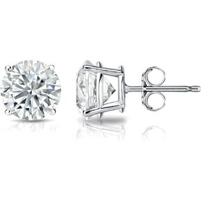 925 Sterling Silver Diamond Simulated Cubic Zirconia Round Stud Earrings 2.3 to 7 mm in Diameter, 4-Prong Basket Push Back by Diamond Wish