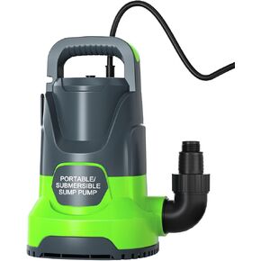 Sump Pump Submersible Water Pump 1/6HP Portable Electric Water Pump Utility Pump for Pool Draining Flood Basements Hot Tub Pond