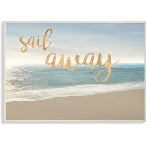 Stupell Home Décor Sail Away Seascape Wall Plaque Art, 10 x 0.5 x 15, Proudly Made in USA
