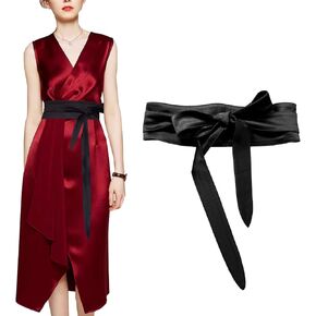 Women's Wide Belt with Bouble loop dress Lace-up waist cover Obi Bowknot Cinch Wrap Around Wide Waistband Knotted Belt for Dress