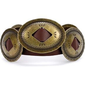 Western Belts for Woman Oval Concho Belt Cowgirl Belt Boho Disc Belt Buckle for Dress Jeans Country Concert Outfit