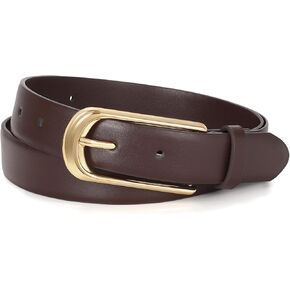 Women Leather Belt for Jeans Dresses Fashion Ladies Dress Belt with Gold Pin Buckle Faux Leather Chic Belts