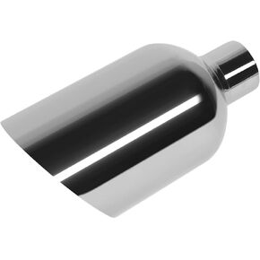 2.5 inch exhaust tip, 2.50" Inlet 6.00" Outlet 12.00" Overall Length, 304 Stainless Steel Chrome Plated Exhaust Tip