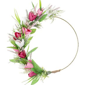 Yellow Forsythia Wreath for Front Door - 12 Inch Door Wreath for Spring Home Decor Porch, Wreaths for Farmhouse Wall Windows Floral Decorations Indoor Outdoor