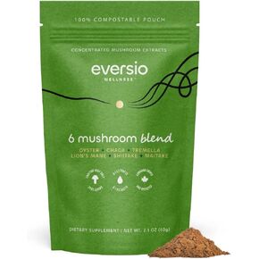 6 Mushroom Blend - (Rejuvenate) - 60 Servings (60g) in Pouch - Mushroom Coffee or Smoothies – Lions Mane, Chaga, Maitake, Shiitake, Oyster, and Tremella