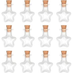 Magic Season Tiny Decorative Glass Bottles 12 Pcs (Tiny Five-Pointed Star Bottles)