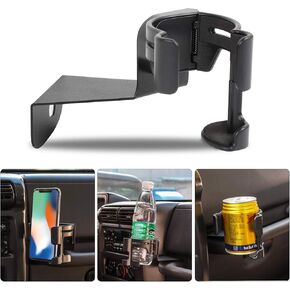 Savadicar TJ Multi-Function Drink Cup Phone Holder, 2 in 1 Bolt-on Stand Bracket Organizer for 1997-2006 Jeep Wrangler TJ