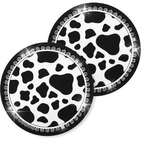 2 PCS 2.76 Inch Bling Cup Coasters for Car, Cow Print Car Cup Coaster, Universal Auto Anti Slip Cup Holder Insert Coaster, Cute Car Coasters for Cup Holders, Bling Cow Print Car Accessories for Women