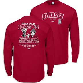 Alabama Football Fans. Dynasty Lives Here. They Only Hate Us Cus They Ain't Us. Crimson T Shirt (Sm-5X)