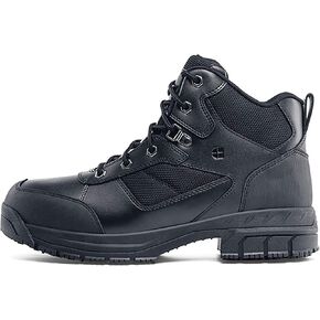 Shoes for Crews Voyager II, Men's, Women's, Unisex Steel Toe (ST) Work Boots, Slip Resistant, Water Resistant, Black, Men's 16 / Women's 17.5 Wide