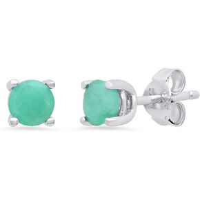 925 Sterling Silver Gemstone Round Stud Earrings for Women 5mm Birthstone with Push Backs by MAX + STONE