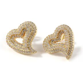 Heart Earrings Hypoallergenic Stud Earrings For Women Trendy, Iced Out Womens Earrings Sensitive Earrings Studs, Hip Hop Jewelry Cubic Zirconia Bling Jewelry Dainty Earrings for Birthday