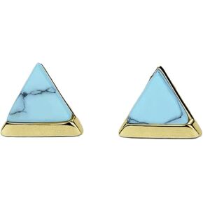 Genuine Turquoise Earrings, 18k Gold Plated over Sterling Silver Boho Stud Earrings for Women - Triangle Turquoise Jewelry Gift, Perfect for Multiple Piercings- Hypoallergenic Sterling Silver
