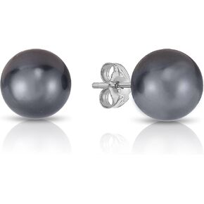 14K White Gold Genuine Tahitian Pearl 9.5mm Stud Earrings