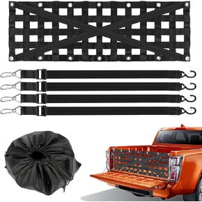 (54"x17.7") Heavy Duty Tailgate Net for Truck Bed, Cargo Net Durable Truck Bed Extender Tailgate Cargo Net with 4 Adjustable Buckle Straps, Perfect for Truck, Trailer, Pickup, Boat, Jeep, SUV
