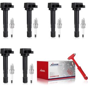 Set of 6 Ignition Coil Pack and Iridium Spark Plugs Compatible with Acura MDX Honda Pilot Saturn Vue Honda Ridgeline V6 3.5L| Replace# UF400