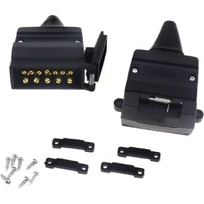 Create idea 12 Pins Trailer Connector Set 12-Pin Flat Male Trailer Plug 12-Pin Female Socket Trailer Side Light Adaptor