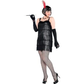 Black Flashy Flapper - Plus Size (18-20)1 Set - Perfect for Gatsby & Roaring 20s-Themed Parties