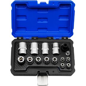15pc External Torx Plus Socket Set Compatible with Tesla, 6 Point EP Socket EP4, EP5, EP6, EP7, EP8, EP10, EP11, EP12, EP14, EP16, EP18, EP20, EP22, EP24 with 1/2'' 3/8'' 1/4'' Dr, 5 Point CR-V Socket