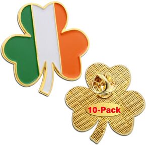 10/20/50/100 Pcs Ireland Irish shamrock Lapel pins Bulk-St. Patrick's Day Three Leaf Clover Perfect Gifts Badge Souvenir