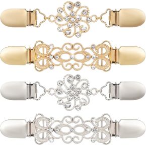 Joez Wonderful 4 Pcs Dress Clips Back Cinch, Alloy Vintage Waist Cincher Clip, Retro Cardigan Tightener, Hat Dress Shirt Shawl Cardigan Clips for Women