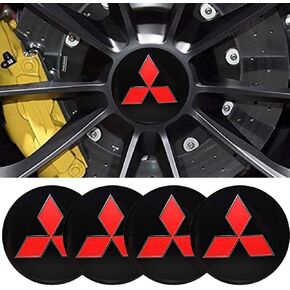 4pcs 56MM 2.2'' Emblem Badge Sticker Wheel Hub Caps Center Cover ABS Material (fit Mitsubishi Black)
