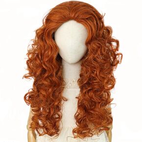 Kids Orange Wig Girls Red Orange Wig Long Fluffy Curly Wig Ginger Princess Cosplay Wig Heat Resistant Synthetic Halloween Costume Wig with Wig Cap (Orange)