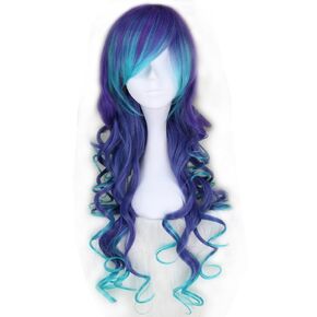 M MISS U HAIR Missuhair Mermaid Costume Wig Long Curly Gradient Ombre Blue Purple Party Cosplay Wig Halloween