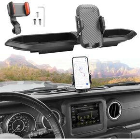 Phone Mount Holder Fit for 2024 2025 Jeep Wrangler JL JLU Phone Car Mount Multi-Mount Phone Holder Dash System Kit Dashboard Mount Tray Kit for Jeep JL(2024, NO 4XE)