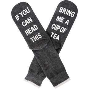 Funny Novelty Saying If You Can Read This Bring Me Tea Warm Cotton Socks for Men Women