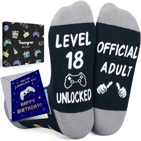 HAPPYPOP 18th Birthday Gifts Ideas for Boys - Socks for Boys Girls Age 18, Birthday Presents with Greeting Card for 18 Year Olds Young Adult