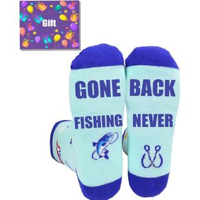 Fishing Socks for Men, Fisherman Gifts, Funny Fish Socks for Adult Christmas Stocking Stuffers for Hunting Fishing Lovers Fishing Accessories for Men