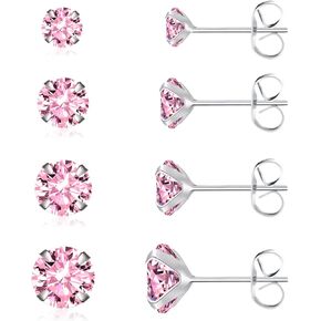 925 Sterling Silver Stud Earrings,Sliver Earrings Set for Women,4 Pairs Stud Earrings Pack for Women/Mothers,Hypoallergenic Stud Earrings,Birthday Gifts for Women
