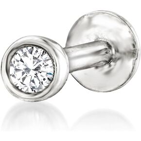 RS Pure by Ross-Simons Bezel-Set Diamond-Accented Single Flat-Back Stud Earring in Sterling Silver