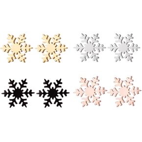 Dreuyet 4 Pairs Stainless Steel Snow Flake Stud Earrings for Women Winter Elk Snowflake Earrings Christmas Snowflake Stud Xmas Jewelry