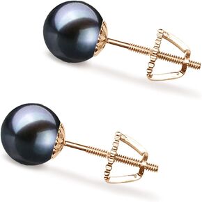 Japanese Akoya Cultured Pearl Earrings Stud AAA Graded 5-10mm Black Stud Earrings for Women with Sterling Silver Settings and Jewelry Gift Box - Orien Jewelry