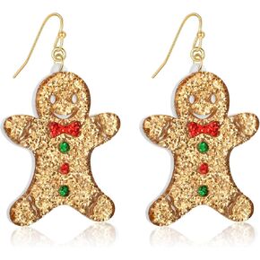 Christmas Earring for Women, Christmas Theme Earrings Gingerbread Man, Christmas Tree, Christmas Hat, Garland, Deer, Colorful Light Bulbs Earrings Christmas Jewelry Present