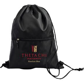 Sorority Shop Theta Chi Fraternity Black Drawstring Backpack, Sports Bag, Travel Carryall
