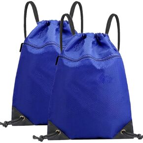 2 Pack Drawstring Backpack Bag, Waterproof Gym Drawstring Bags, Draw String Back Pack with Pockets, Cinch Bags Drawstring with Zipper, Travel Beach Bag for Men Women Gym Sports (Black)