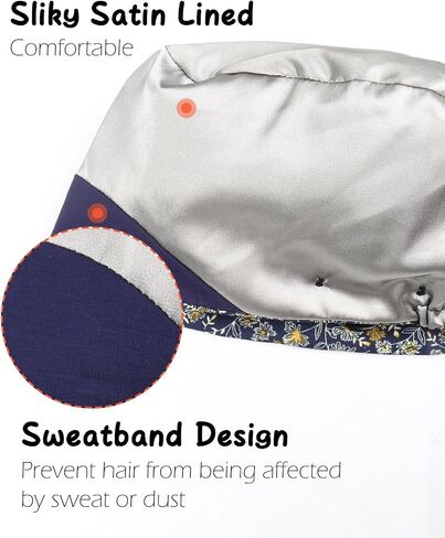 Adjustable Scrub Caps for Women Men - 4 Mask Attachment Buttons & Satin Lined Scrub Caps in Kuwait