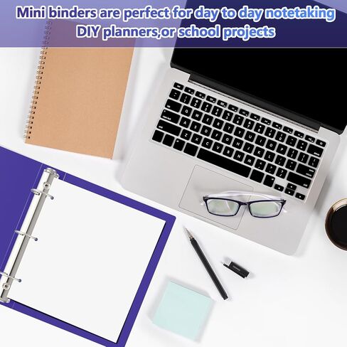Henoyso 6 Pcs 2 Inch Mini 3 Ring Binder, Fits 5.5" x 8.5" Paper, Three Round Rings Plastic Mini Binders for School, Office Use, Recipe Binder, Photo Album Pages(Blue) in Saudi Arabia