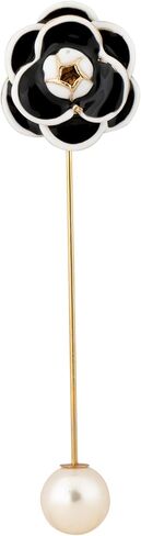 دبوس طية صدر السترة من المعدن باللونين الأسود والأبيض مع لمسة لؤلؤية للرجال والنساء من Knighthood - إكسسوار أنيق للبدلات والسترات والسترات in Kuwait